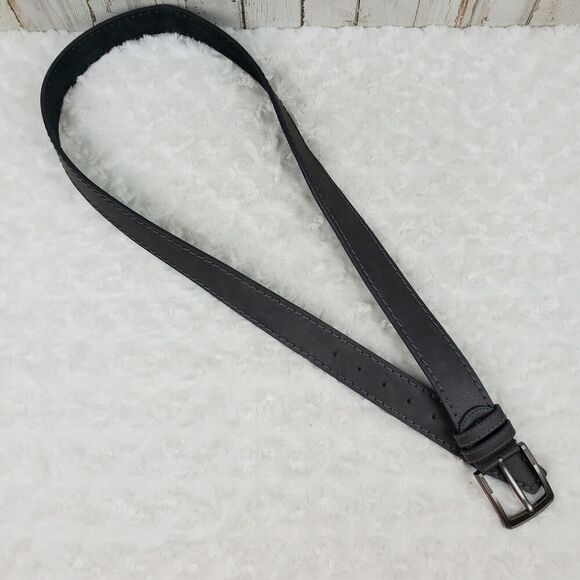 Leather Dress Belt Gray Black Size 50 - Picture 8 of 9